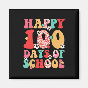 Leraar Kinderen Retro Groovy 100 dagen Happy 100th Magneet