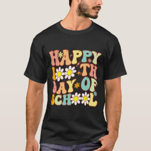 Leraar Kinderen Retro Groovy 100 dagen Happy 100th T-shirt