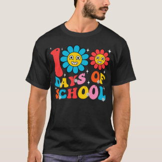 Leraar Kinderen Retro Groovy 100 dagen Happy 100th T-shirt