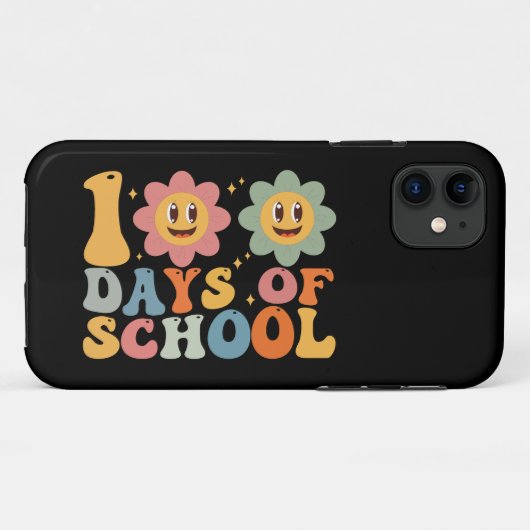 Leraar Kinderen Retro Groovy 100 Dagen School Case-Mate iPhone Case (Achterkant (horizontaal))