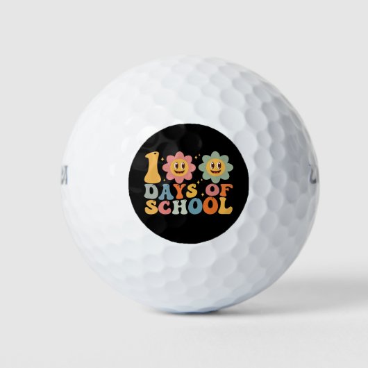 Leraar Kinderen Retro Groovy 100 Dagen School Golfballen (Voorkant)