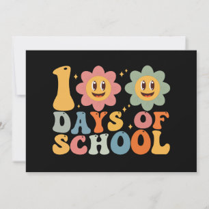 Leraar Kinderen Retro Groovy 100 Dagen School Kaart