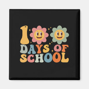 Leraar Kinderen Retro Groovy 100 Dagen School Magneet