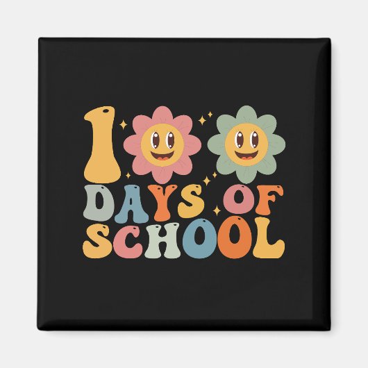 Leraar Kinderen Retro Groovy 100 Dagen School Magneet (Voorkant)