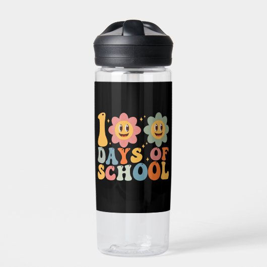 Leraar Kinderen Retro Groovy 100 Dagen School Waterfles (Voorkant)