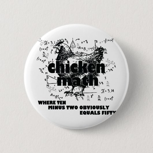Leraar Kip Math Mathemachicken Grappige Kip Ronde Button 5,7 Cm (Voorkant)
