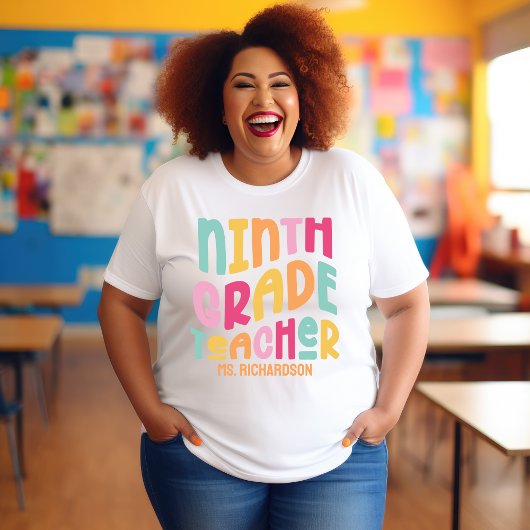 Leraar klas 9 Kleurrijke typografie Tri-Blend Shirt
