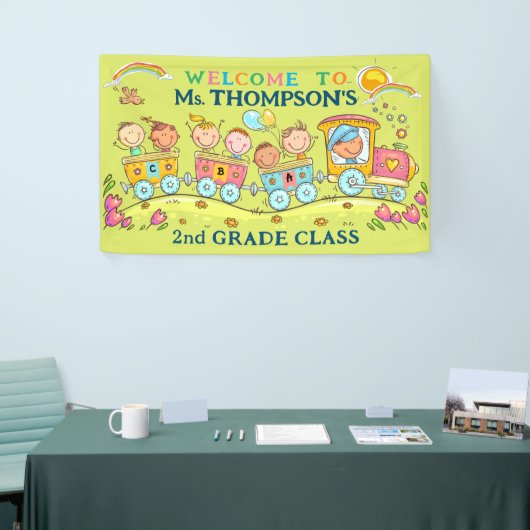 Leraar Klaslokaal Welkom Teken School Trein Banner (Beurs)