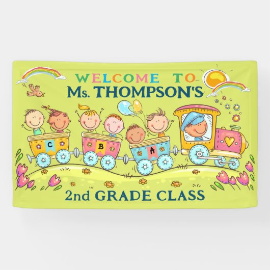Leraar Klaslokaal Welkom Teken School Trein Banner (Horizontaal)
