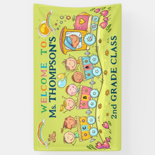 Leraar Klaslokaal Welkom Teken School Trein Banner (Verticaal)