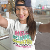 Leraar kleurrijk retro kleuterschool t-shirt