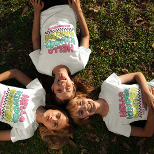 Leraar kleurrijk retro kleuterschool t-shirt