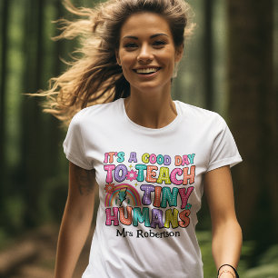 Leraar kleurrijk retro quote t-shirt