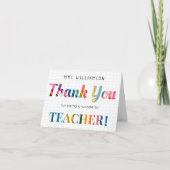 Leraar Kleurrijke Aangepaste Naam Bedankkaart (Voorkant)