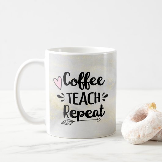 Leraar Koffie Leren Herhalen Schattige Gift Koffiemok (Met donut)