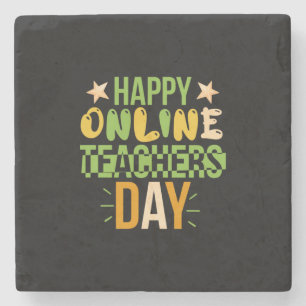 Leraar Kunst Happy Online Teacher Day Stenen Onderzetter
