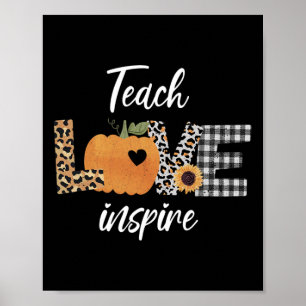 Leraar leert liefde inspireren herfst herfst pompo poster