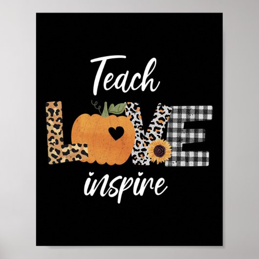 Leraar leert liefde inspireren herfst herfst pompo poster (Voorkant)