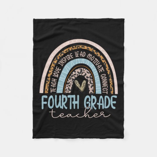 Leraar Leopard Boho Rainbow Terug naar school Fleece Deken (Voorkant)