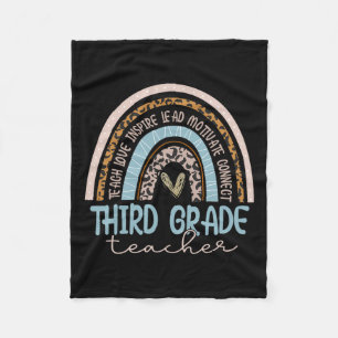 Leraar Leopard Boho Rainbow Terug naar school Fleece Deken