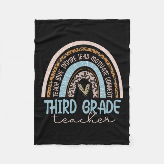 Leraar Leopard Boho Rainbow Terug naar school Fleece Deken (Voorkant)