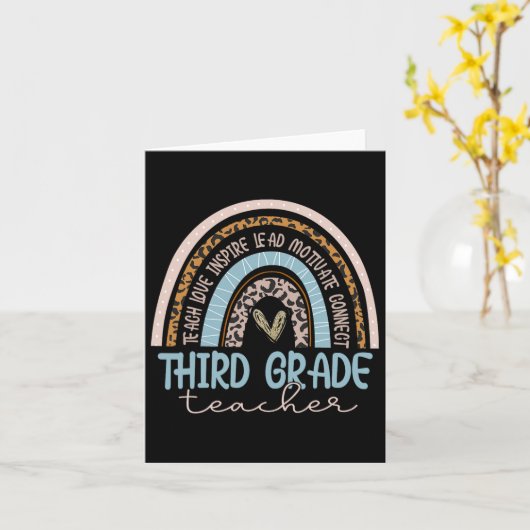 Leraar Leopard Boho Rainbow Terug naar school Kaart (Gele Bloem)