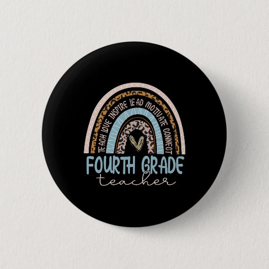 Leraar Leopard Boho Rainbow Terug naar school Ronde Button 5,7 Cm (Voorkant)