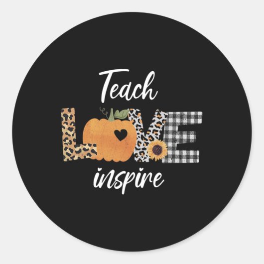 Leraar Leren Liefde Inspire Herfst Herfst Pompoen Ronde Sticker (Voorkant)