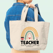Leraar Leren Liefde Inspire Rainbow Gepersonalisee Grote Tote Bag