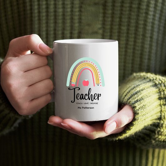 Leraar Leren Liefde Inspire Rainbow Gepersonalisee Koffiemok