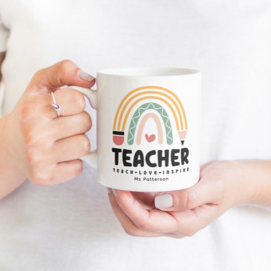 Leraar Leren Liefde Inspire Rainbow Gepersonalisee Koffiemok