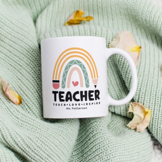 Leraar Leren Liefde Inspire Rainbow Gepersonalisee Koffiemok