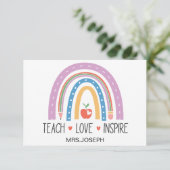 Leraar leren liefde inspireren bedankkaart (Staand voorkant)