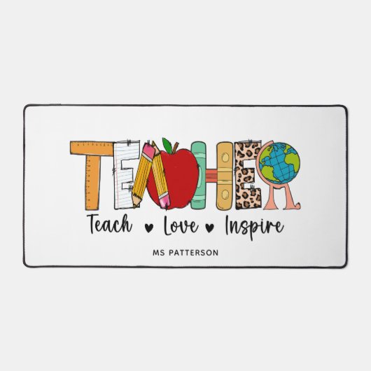 Leraar Leren Liefde Inspireren Gepersonaliseerde N Bureaumat (Voorkant)