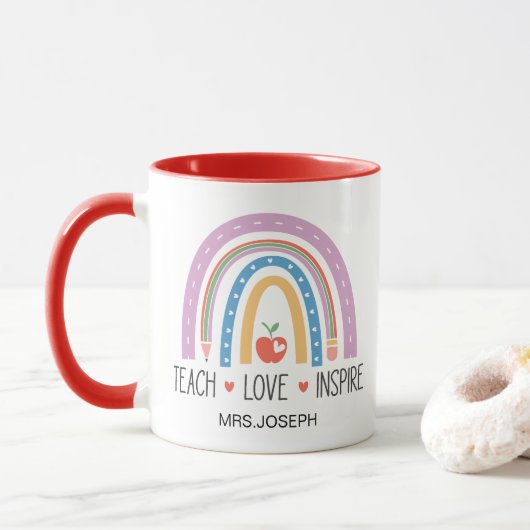 Leraar leren liefde inspireren mok (Met donut)