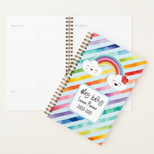 leraar LES PLANNER MET NAAM regenboog thema (Display)