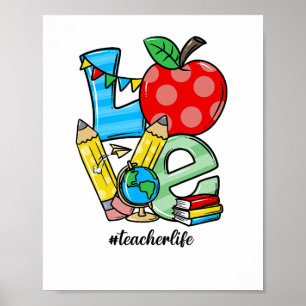 Leraar Lesgeven Spullen Liefde Appel Symbool Poster