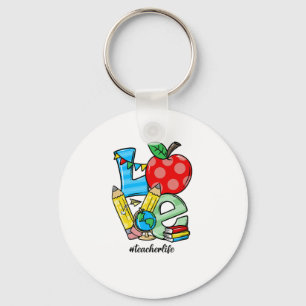 Leraar Lesgeven Spullen Liefde Appel Symbool Sleutelhanger