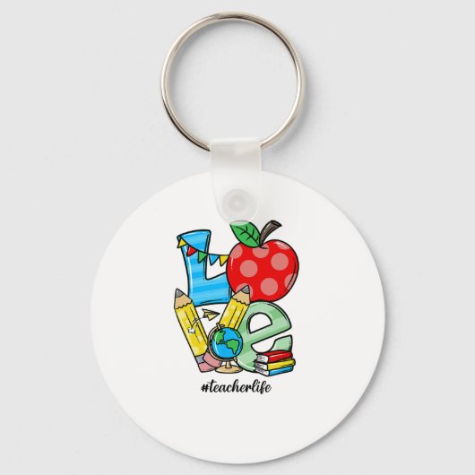 Leraar Lesgeven Spullen Liefde Appel Symbool  Sleutelhanger (Voorkant)