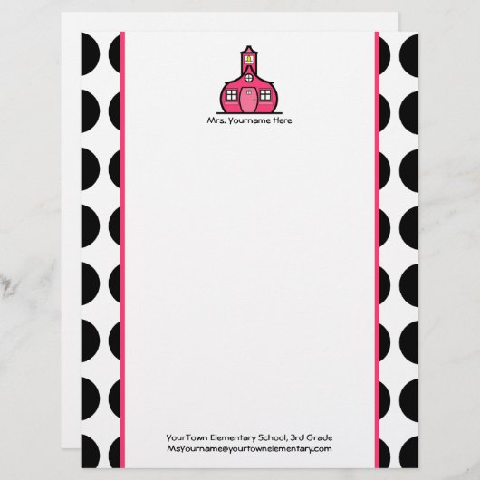 Leraar Letterhead - zwarte wandelwand en roze Gepersonaliseerd Briefhoofd (Voorkant / Achterkant)