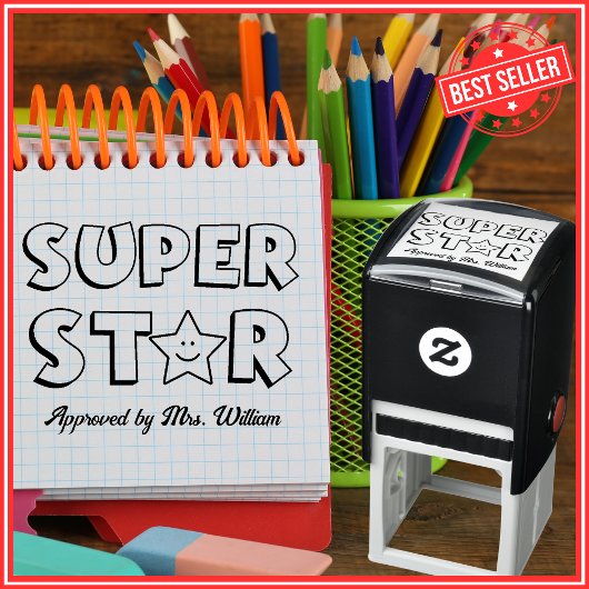 Leraar Leuke Ster Lof Grading Aanmoediging Zelfinktende Stempel