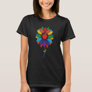 Leraar Leuke Zonnebloem LGBT Vlag Trotse LGBT Onde T-shirt