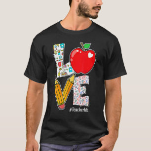 Leraar Leven Apple Potlood Leraar Waardering T-shirt