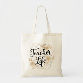 Leraar Leven Bloem Typography Design Tote Bag