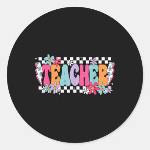 Leraar leven gelukkige eerste schooldag grappig te ronde sticker