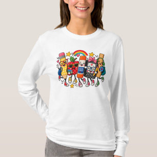 Leraar Leven Nep Patchwork, Schoolbenodigdheden T-shirt