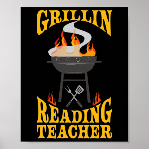 Leraar lezen Bbq-grill Roker En Byrbecue Chef Poster