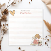 Leraar lezen boek stapels gestreept gepersonalisee notitieblok