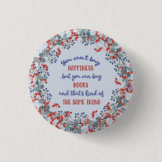 Leraar Librarian Book Lover Floral Happiness Ronde Button 3,2 Cm (Voorkant)