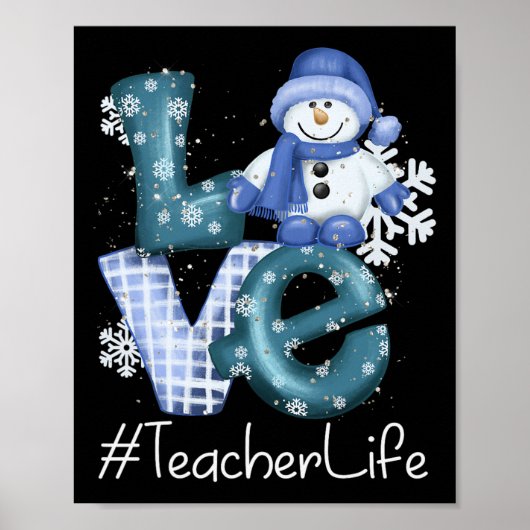 Leraar Liefde Sneeuwman Kerstmis Vrouwen Winter Se Poster (Voorkant)